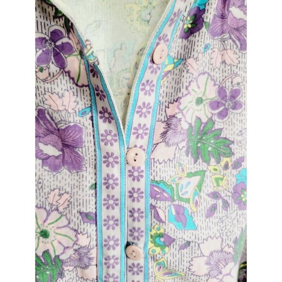 Tudor Court 3X Lavender Jacket Floral Mandarin Collar Plus‎ Size Pockets Cotton - Picture 5 of 6